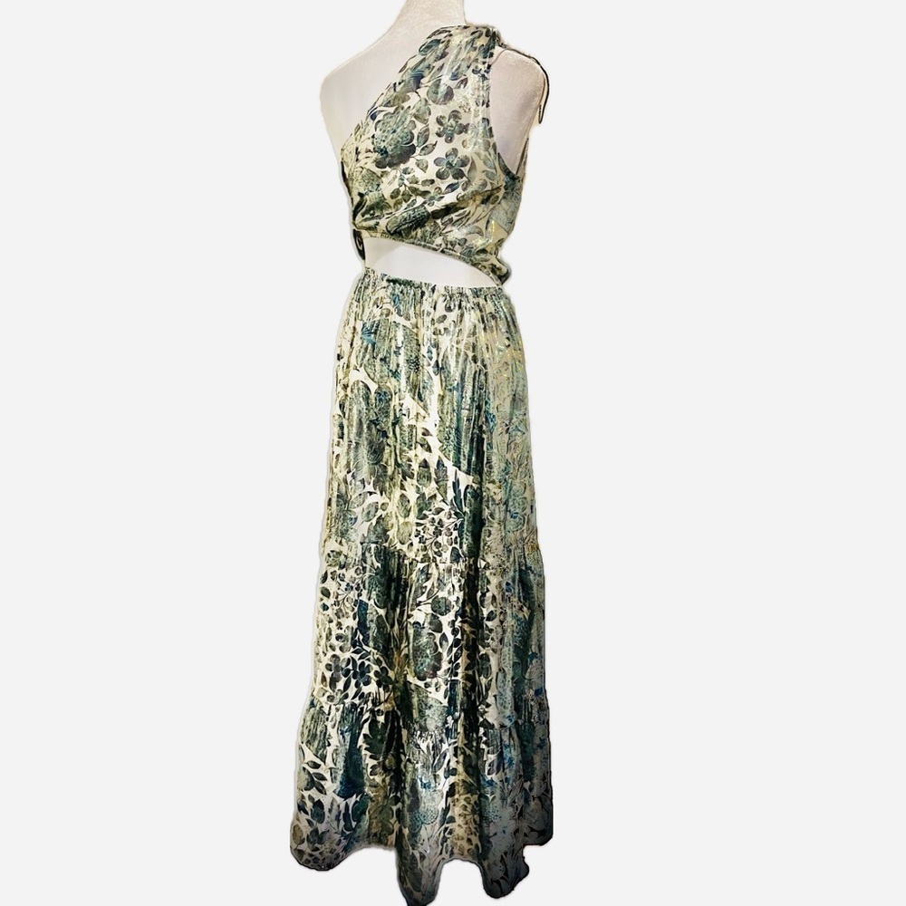 J.Crew Collection One-Shoulder Metallic Silk Maxi Dress – Size 4 - Picture 6 of 10